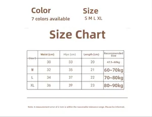 Tableau détaillé des tailles pour strings sans couture avec mesures de taille et hanches