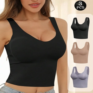 Women's Seamless Tank Top Sports Vest U Neck Sleeveless Crop Top High Stretch Polyamide Casual Slim Fit Underwear Base Layer