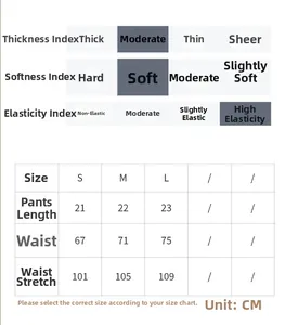 Size chart for women's seamless thong showing waist and length in S M L sizes