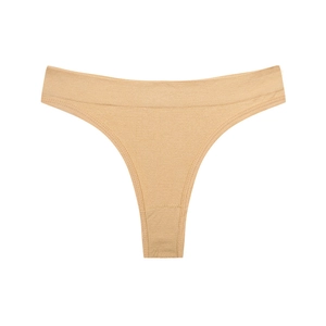 Detailed close-up showing seamless stitching and dual-layer lining of the nude thong