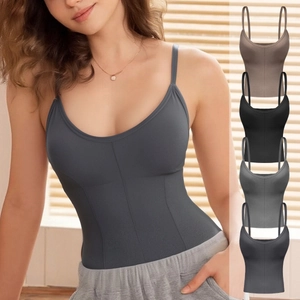 Seamless U-neck camisole for women in deep gray with four color options available