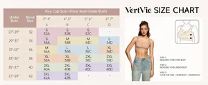 Größentabelle für nahtlose Damen-BHs ohne Bügel mit Maßen von S bis 3XL für Passform