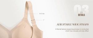 Detail showing 1-inch adjustable wide anti-slip shoulder strap with flannel texture