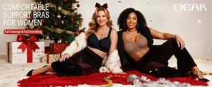 OEAK women's full coverage seamless bras shown in cozy Christmas festive setting