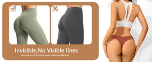 Comparison showing seamless invisible V-waist thong with no visible lines under leggings