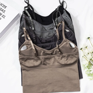 Seamless camisole with built-in pads and adjustable straps in four neutral colors