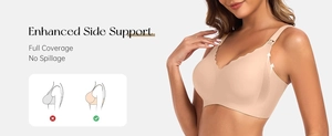 Nursing bra detail showing enhanced side support and full coverage seamless design