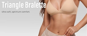 Macro shot of seamless triangle bralette in beige with ultra soft and smooth texture