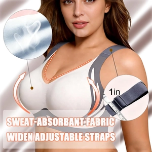 White and gray wireless comfort bra with 1-inch wide adjustable straps and lifting support