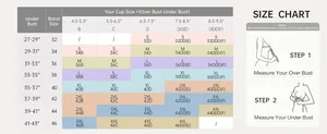 Detailed size chart for women's seamless wireless bra from S to 4XL with measuring guide