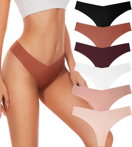 Women Seamless Thongs V Shaped Waist Invisible Underwear Stretchy Breathable Soft No Show Panties Multi Color Comfort Lingerie