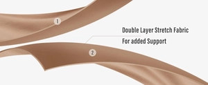 Detail of skin-toned double-layered fabric showing high-elastic support and seamless texture