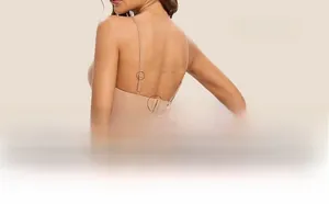 Close-up of adjustable straps and hook-and-eye back closure on seamless scoop bra