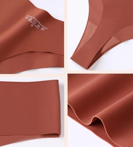 6-pack seamless V-waist thongs in rust red featuring smooth fabric and printed labels