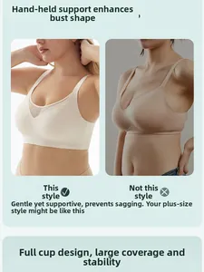 Detail view showing cup lift comparison between hand-supported bras for large busts