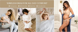 Detail of seamless wireless nursing bra for maternity sleep and everyday all-day comfort
