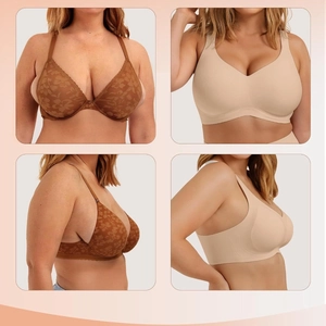 Women's wire-free seamless bras in lace and smooth designs for everyday support