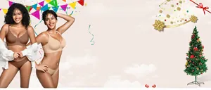 Detail of seamless front-closure bras in brown and beige with wavy edges and wireless design