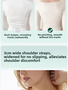Detail of seamless bra featuring 3cm wide non-slip shoulder straps for lift and back smoothing