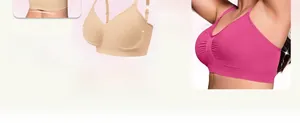 Detail of wireless bra featuring W-shape support and seamless non-padded fabric design