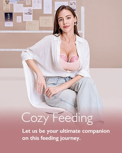 Tiralatte elettrico indossabile rosa con design ergonomico per allattamento a mani libere