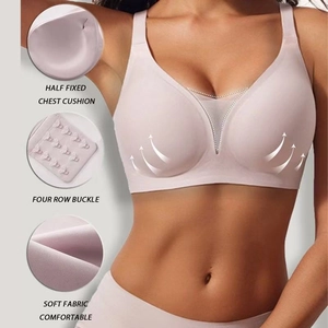 Seamless deep V push-up bra for women featuring supportive pads and 4-row back closures