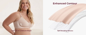Dettaglio reggiseno allattamento senza cuciture con tecnologia di supporto incollata