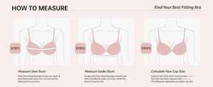 Size guide for smooth push up bra showing how to measure bust and cup size accurately