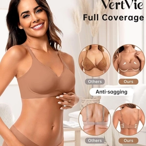 Seamless wireless full coverage push-up bra with smoothing back and side support