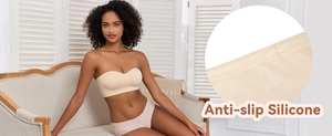 Detailed view of the anti-slip silicone strip inside the strapless nude seamless bra