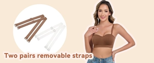 Detail view of seamless strapless bandeau bra with two pairs of removable straps