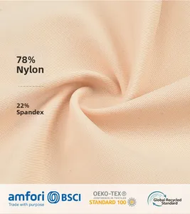 Detail of soft 78% nylon 22% spandex beige seamless fabric with high elasticity texture