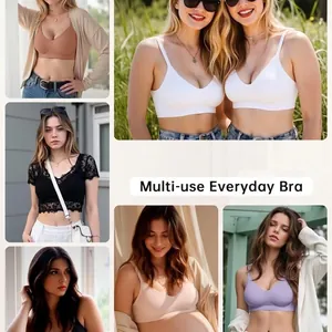 Seamless wireless push up bra set for women with soft fabric and lace trim details
