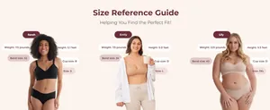 Guida alle taglie con misure delle modelle per reggiseni premaman e allattamento