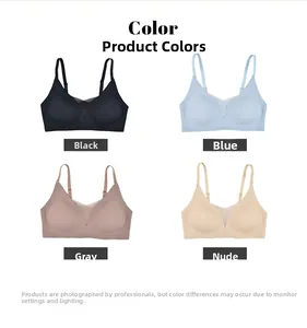Seamless push-up bra for women featuring thin straps and four color options in net mesh