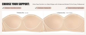 Détails de soutiens-gorge sans bretelles avec options sans armature et à armatures