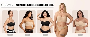 Plusieurs modèles portent des soutiens-gorge bandeau antidérapants noir et beige