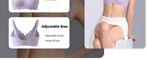 Detail of lavender wireless bra showing adjustable straps and 3D molded cups