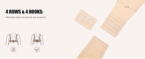 Détail de l'attache à 4 rangées sur un soutien-gorge bandeau sans bretelles chair