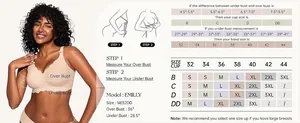 Guida dettagliata alle taglie per reggiseni senza cuciture con tabelle di misurazione