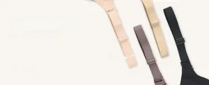 Detail of 0.7 inch adjustable wide straps for seamless bras in beige, brown, and black