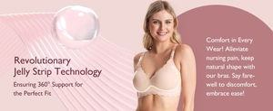 Detail of Momcozy seamless nursing bra featuring revolutionary jelly strip support technology