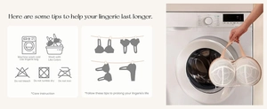 Detailed laundry bag for bras with washing instructions for delicate garments