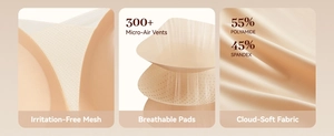 Breathable nude bra pads with 300 micro-air vents and smooth irritation-free mesh fabric