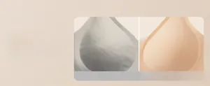 Detail of wrinkle resistant bra cups in nude color showing smooth seamless fabric
