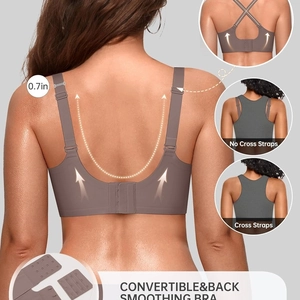 Women's seamless back smoothing bra with convertible wide straps and scallop edge details