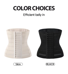 Detail of breathable mesh fabric and adjustable multi-hook closure on waist trainer