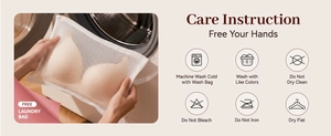 Detailed laundry care guide and fine mesh wash bag for jelly supportive bras