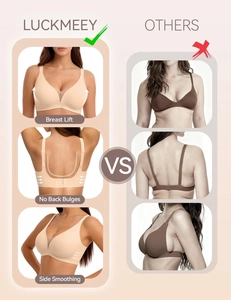 Nude seamless wire-free push-up bra for women featuring back smoothing and side support