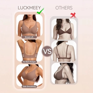 Nude jelly supportive wire-free bra showing breast lift and back smoothing effects